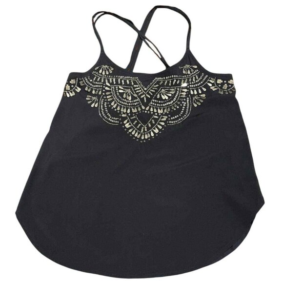 Abercrombie & Fitch Navy Beaded Boho Cami Spaghetti Strap Tank Top Women Size XS - Picture 12 of 16